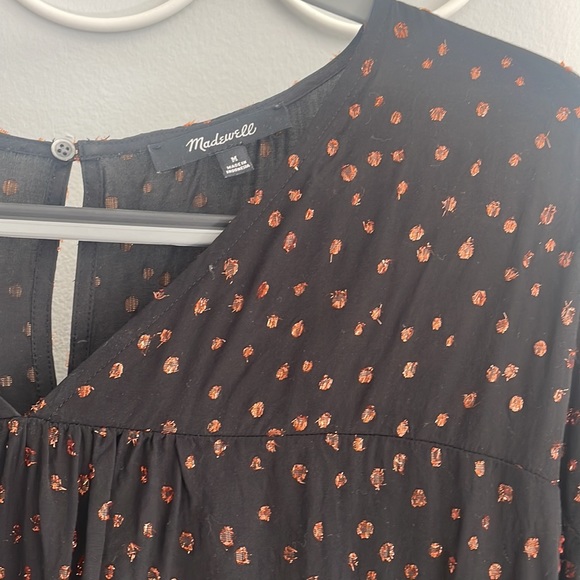 Madewell Short Sleeve Sparkly Polka Dot Blouse - Picture 3 of 4